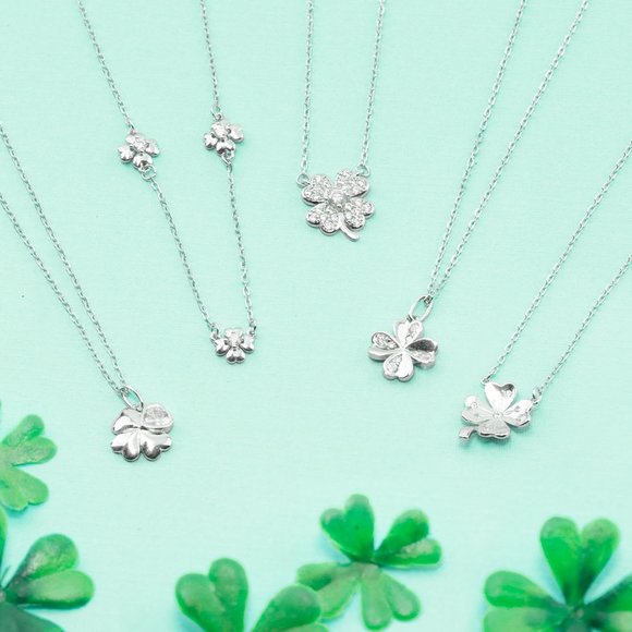 Dainty Silver Clover Necklace, 925 Sterling Silver Charmed Aroma - Picture 5 of 5